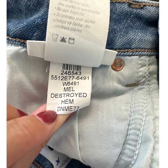 PAIGE  Women's Cindy Mel Jeans W/ Raw Destroyed Hem Denim, Size 26, Like New - Picture 5 of 9